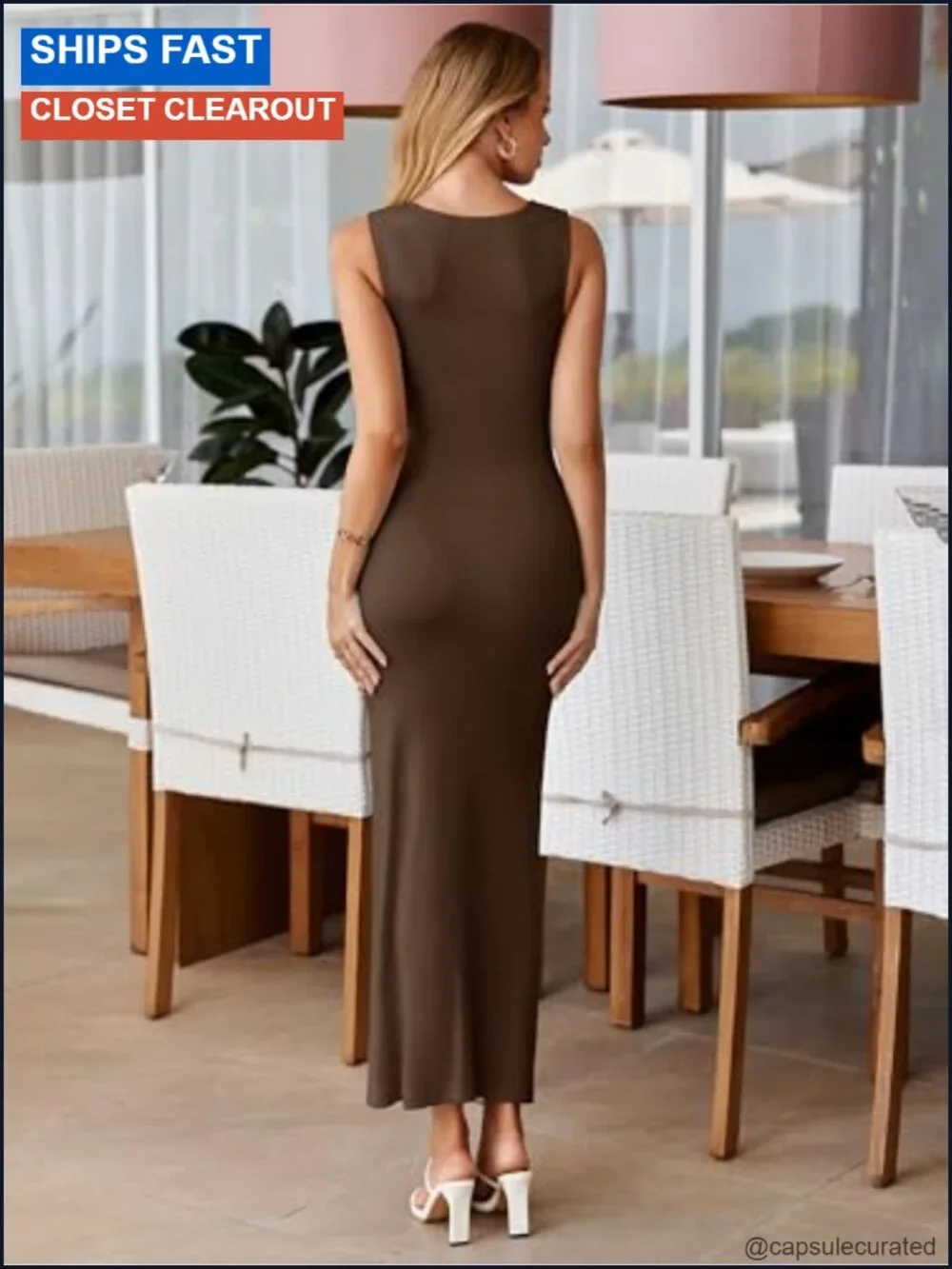 Ruched Bodycon Maxi Dress Sleeveless Formal Cocktail Elegant